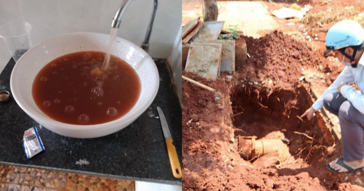 Người Bình Phước phát hoảng vì nước sinh hoạt chuyển màu đỏ