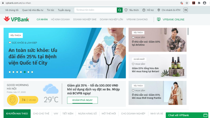 VPBank ra mắt website mới theo phong cách thương mại điện tử tích hợp AI