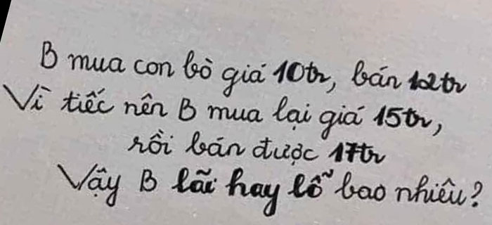 Bài toán bán bò lỗ hay lãi khiến nhiều người bỏ cuộc, còn bạn?