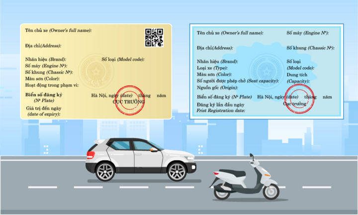 So sánh điểm khác biệt giữa giấy đăng ký xe cũ và mới