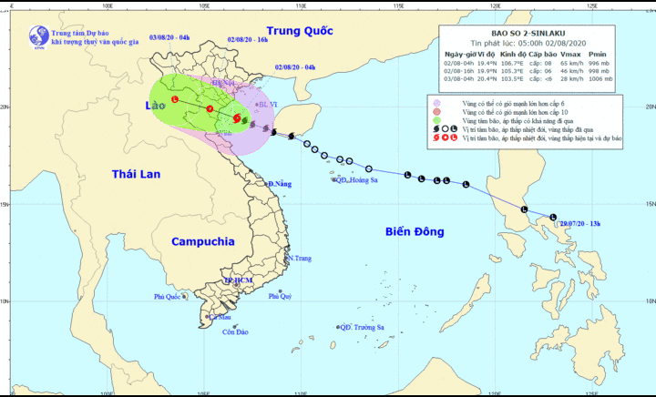 Bão số 2 giật cấp 10 tiến vào đất liền các tỉnh Thái Bình - Nghệ An