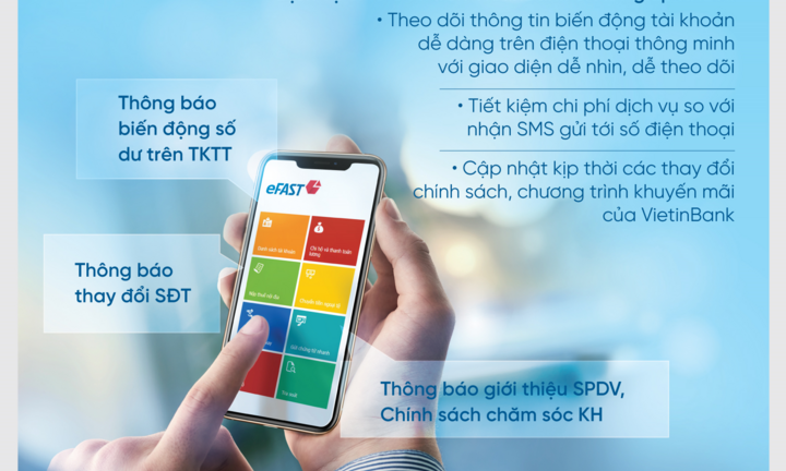 VietinBank triển khai Dịch vụ nhận thông báo qua App VietinBank eFAST