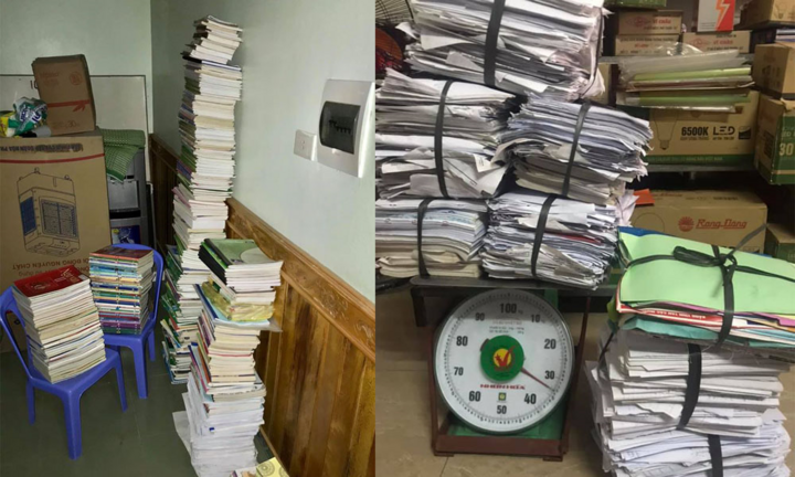 Trào lưu 'hot' của sĩ tử sau kỳ thi: Đua nhau khoe núi sách vở cao chạm trần