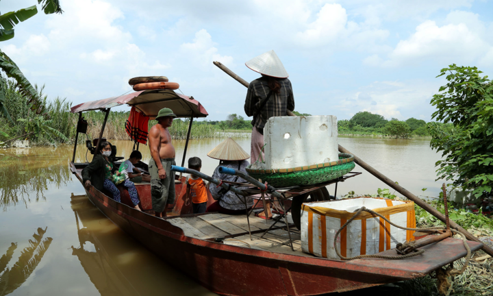 Ảnh: Nước sông Hồng dâng cao, người lái đò chở khách ở Hà Nội kiếm bộn tiền