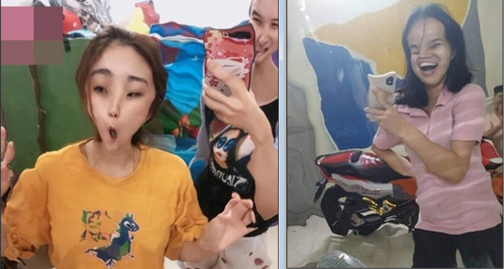 Chết cười xem hình ảnh biến dạng khi soi gương dán tường mua qua mạng