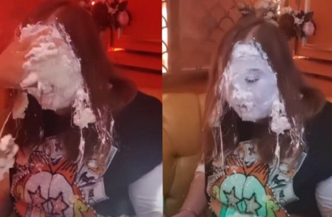 Clip cô gái bị trét bánh kem trắng mặt khiến dân mạng đòi tẩy chay trào lưu này