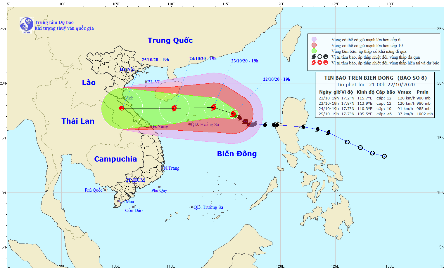 Bão số 8 suy yếu thành áp thấp nhiệt đới, hướng vào miền Trung