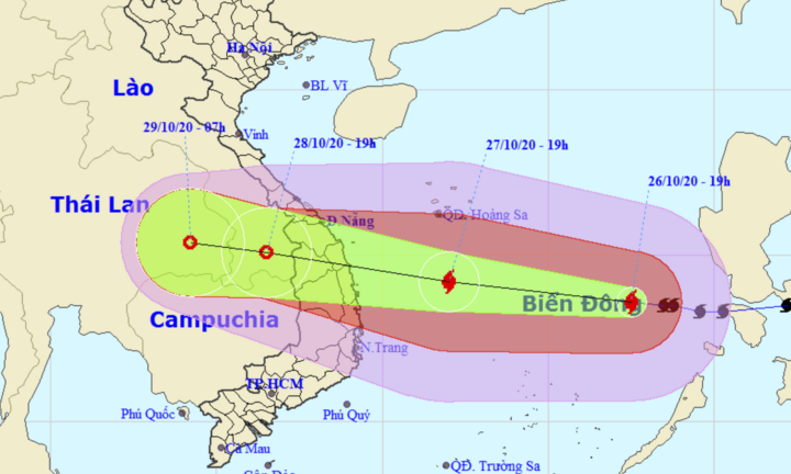 Bão số 9 giật cấp 17 có thể đổ bộ đất liền Đà Nẵng - Phú Yên sáng 28/10