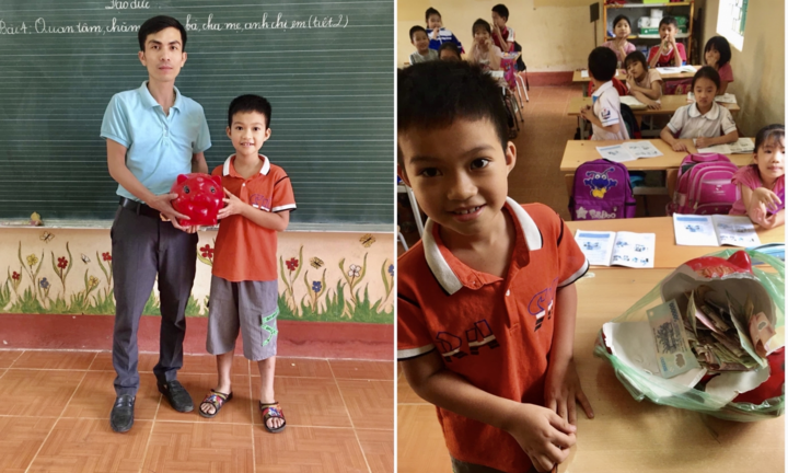 Học sinh lớp 3 đập lợn tiết kiệm ủng hộ miền Trung lũ lụt