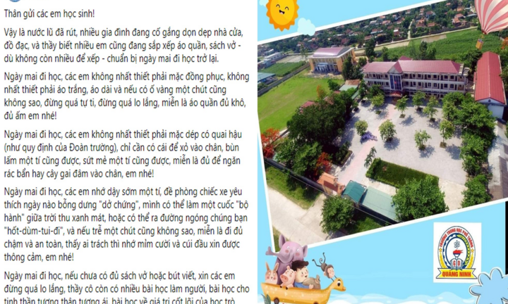 Thư thầy hiệu trưởng vùng lũ gửi học sinh khiến dân mạng rớm nước mắt ‘thả tim’