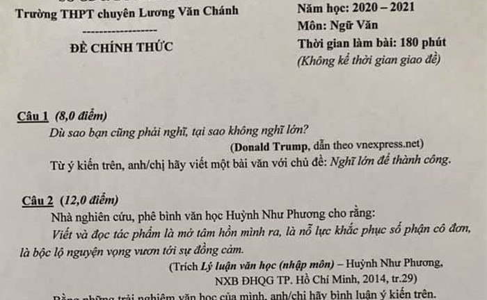 Câu nói của ông Trump vào đề thi học sinh giỏi Văn