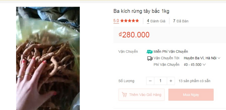 Ba kích tươi bán tràn 'chợ' mạng 