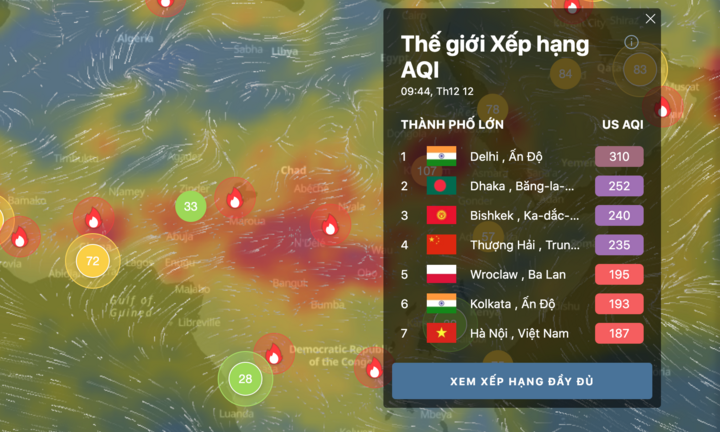 Không khí Hà Nội ở mức có hại, người dân nên đeo khẩu trang và hạn chế ra đường