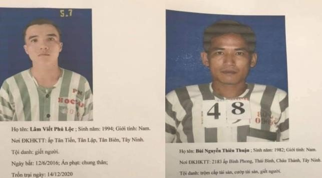Bắt được 2 phạm nhân trốn trại giam tại Tây Ninh