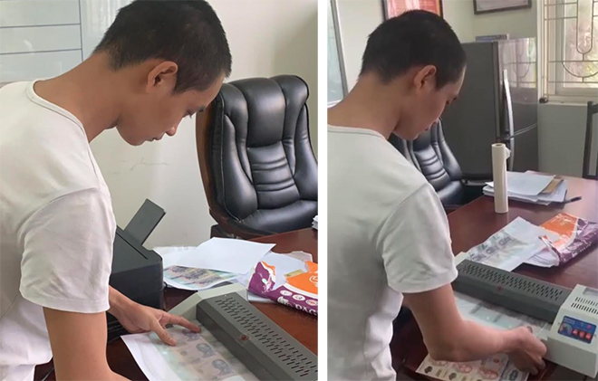Bắt giữ thanh niên sản xuất tiền giả bằng máy photocopy