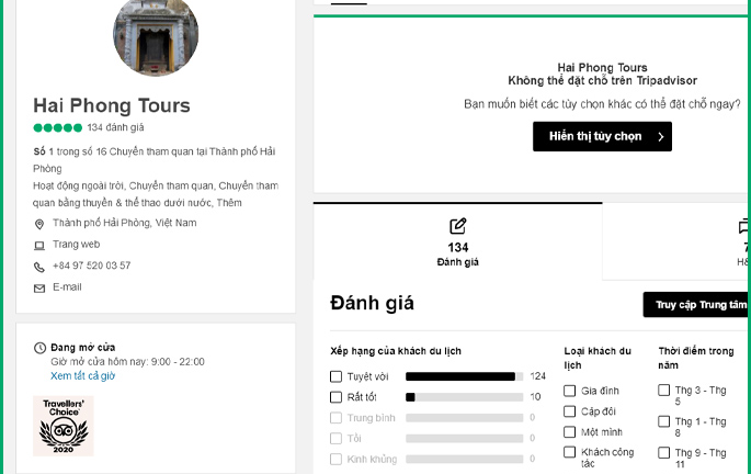 Một đại lý du lịch Hải Phòng nhận giải Travellers' Choice từ Tripadvisor