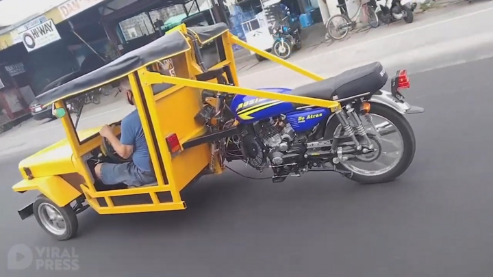 Video: Độc đáo xe tự chế đầu ô tô, đuôi xe máy ở Philippines