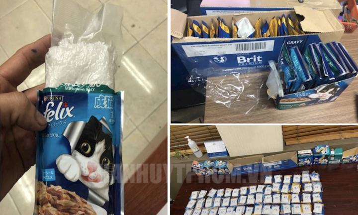 Hải quan sân bay Tân Sơn Nhất bắt gần 4kg ma tuý giấu trong thức ăn cho mèo