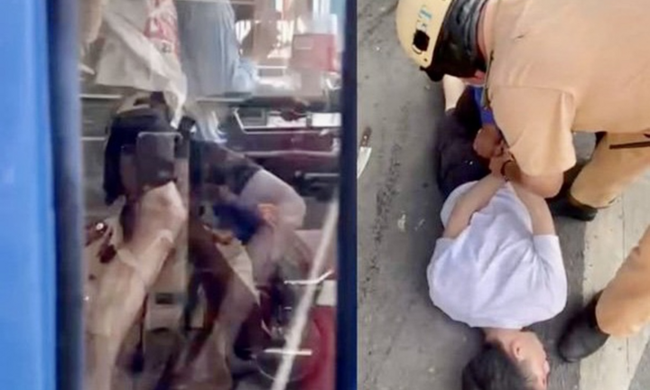 Nam thanh niên kề dao vào cổ, khống chế tài xế xe buýt ở TP.HCM