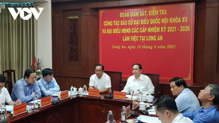 Đoàn giám sát, kiểm tra của Ủy ban Bầu cử Quốc gia làm việc tại Long An