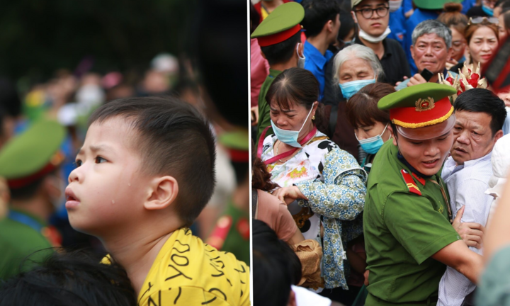 Ảnh: Trẻ em mệt nhoài, người lớn nghẹt thở chen chân tại lễ hội Đền Hùng