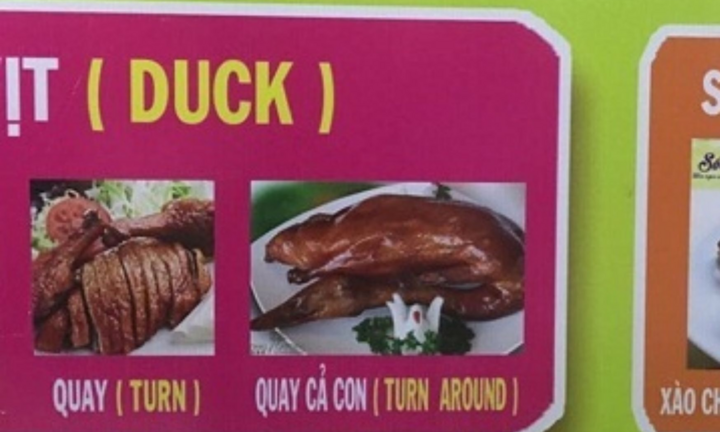 'Cười bò' với thảm họa dịch thuật của các hàng quán, đỉnh hơn cả 'chị Google'