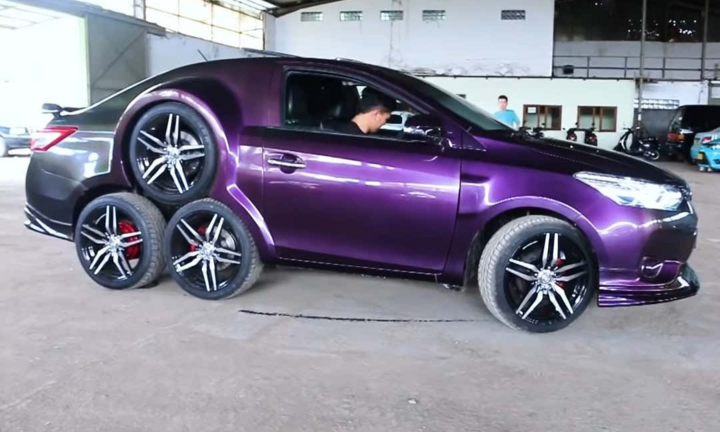 Toyota Vios độ 8 bánh kỳ dị của dân chơi Indonesia