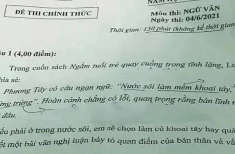 Đề chuyên Văn hỏi học sinh 'nếu phải ở trong nước sôi' gây tranh cãi