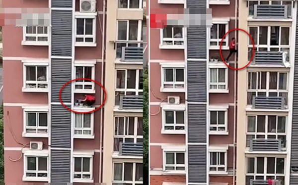 Trèo ra ngoài tầng 6 để tưới hoa, chàng trai khiến dân tình khiếp vía 