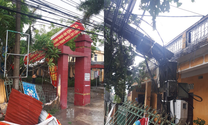 Thái Bình xuất hiện vòi rồng đen cực mạnh, thổi bay hàng loạt công trình