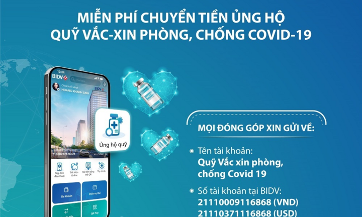 Chuyển tiền ủng hộ không cần nhớ số tài khoản ngay trên app của BIDV