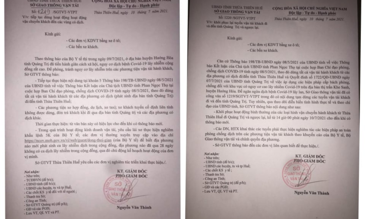 Vì sao Sở GTVT Huế phải thu hồi văn bản dừng vận chuyển hành khách từ Quảng Trị?