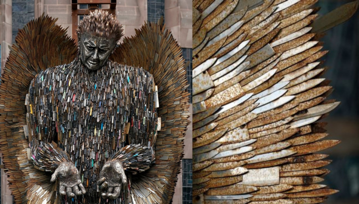 Bức tượng làm từ 100.000 con dao của tội phạm gây kinh ngạc