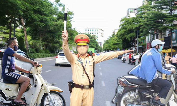 Ảnh: Quay đầu xe bỏ chạy khi thấy chốt kiểm soát người đi đường ở Hà Nội