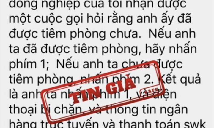 'Lừa chiếm đoạt thông tin ngân hàng trực tuyến qua điện thoại' là tin giả