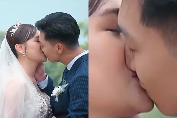 Mạnh Trường hôn Phương Oanh say đắm trong lễ cưới nhưng càng nhìn càng thấy sai