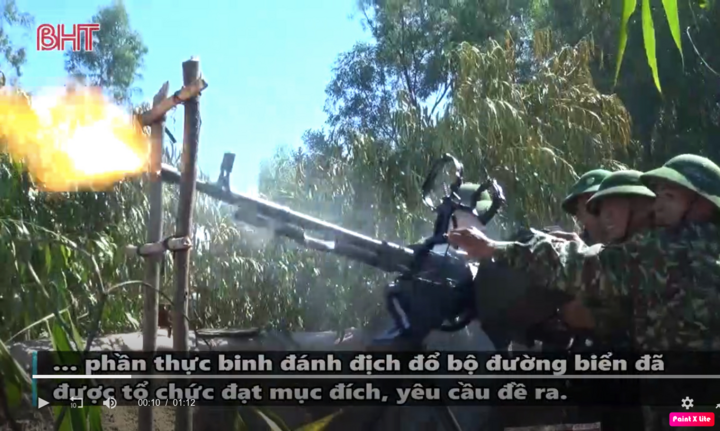 Video:Lực lượng vũ trang Nghi Xuân (Hà Tĩnh) diễn tập đánh địch đổ bộ đường biển