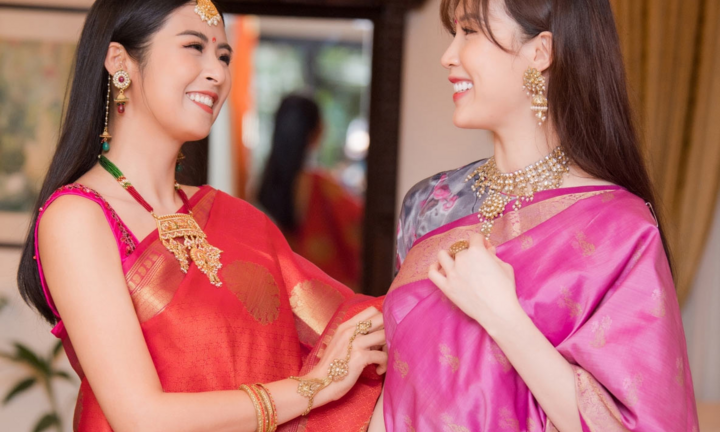 Ngắm 2 hoa hậu Ngọc Hân, Phí Thuỳ Linh diện trang phục Ấn Độ