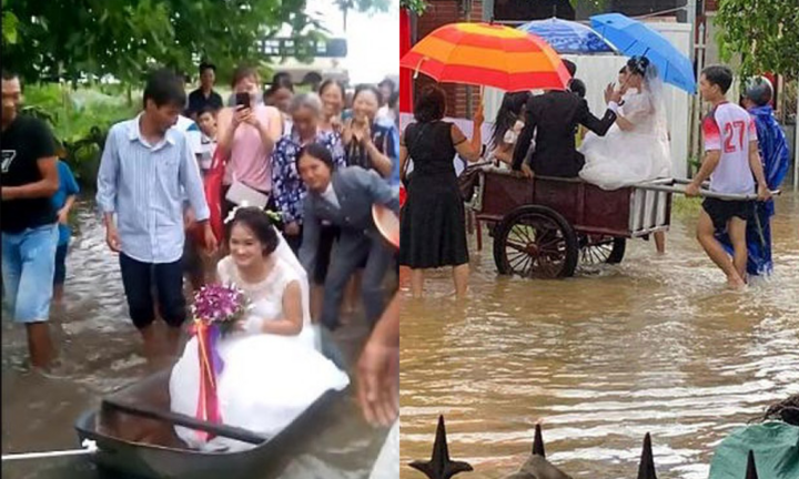 Muôn kiểu 'xe hoa' không đụng hàng mùa lụt: Cực một chút nhưng bao vui