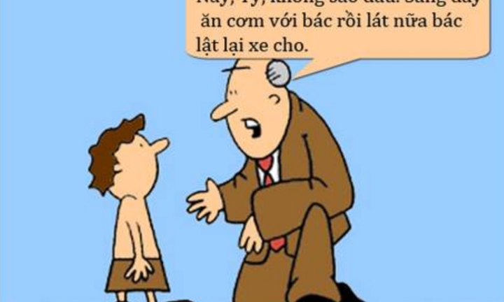 Sợ bố bực vì mải đi ăn chực