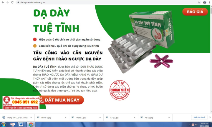 Cảnh báo về thông tin quảng cáo thực phẩm bảo vệ sức khỏe Dạ dày Tuệ Tĩnh 