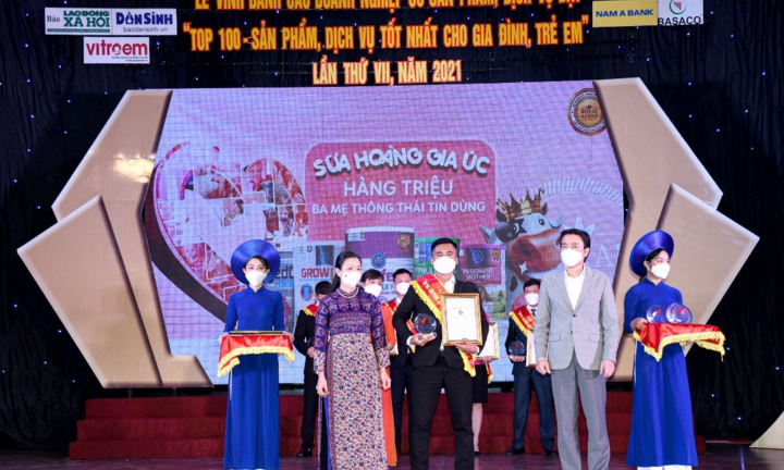 Sữa Hoàng Gia Úc lọt Top 100 sản phẩm dịch vụ tốt cho gia đình, trẻ em năm 2021