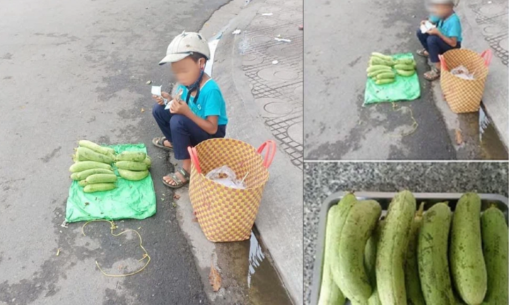 Cậu bé bán mướp thẫn thờ đếm tiền lẻ bên đường và câu chuyện xúc động phía sau