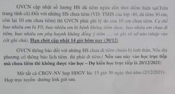 Long An thu hồi thông báo 'học sinh chưa tiêm vaccine thì không được đến trường'