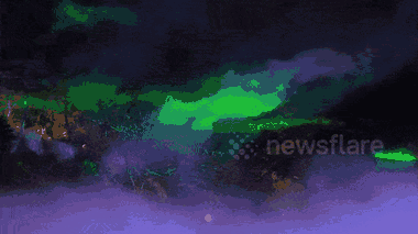 Video: Khách sạn trình diễn ánh sáng, tái hiện cực quang Borealis