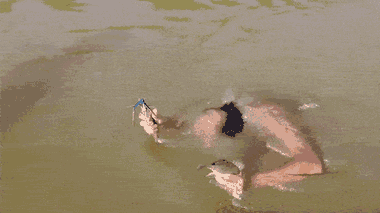 Video: 'Cao thủ' lặn sông dùng tay không bắt tôm cá ở miền Tây