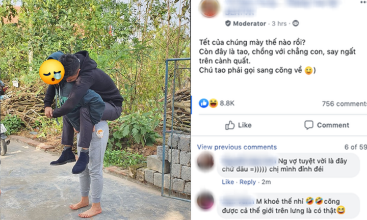 Bi hài cảnh chồng đi chúc Tết say bí tỉ, cô gái phải sang tận nơi cõng về nhà