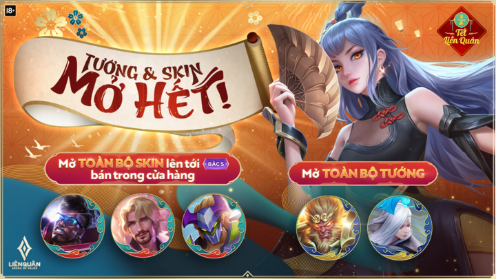 Liên Quân Mobile 'mở bát' mùng 1: Tặng trang phục và mở khóa toàn bộ tướng