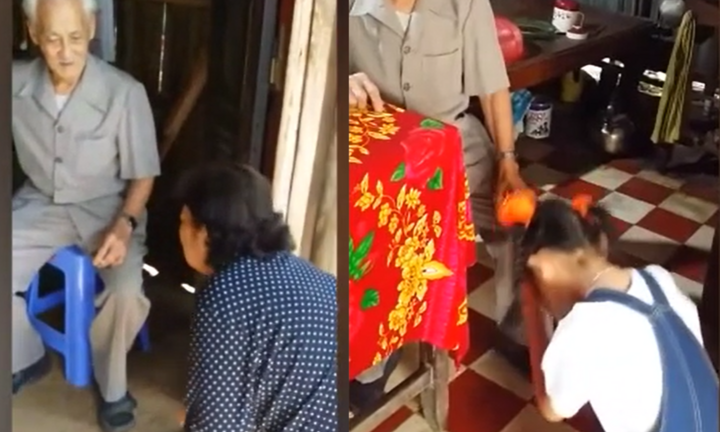 Đoạn clip con cháu lần lượt quỳ lạy ông bà ngày đầu năm theo tục xưa gây xôn xao