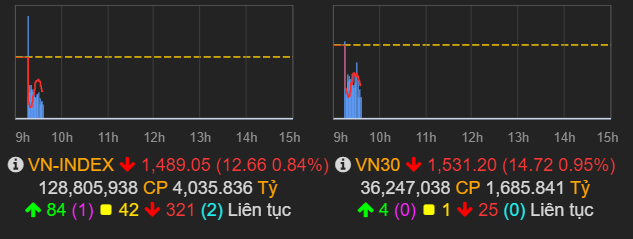 VN-Index rơi 16 điểm khi mở cửa phiên đầu tuần